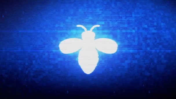 Hata, böcek, doğa, arı sembolü Dijital Piksel Gürültü Hatası Animasyonu. — Stok video