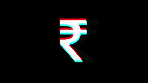 Руби Индийская валюта значок Винтаж Twitched Bad Signal Animation . — стоковое видео