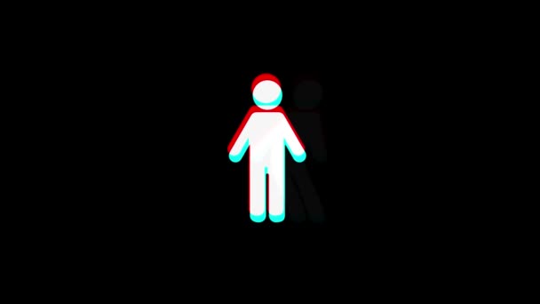 Мужчина Мужской половой значок Винтаж Twitched Bad Signal Animation . — стоковое видео