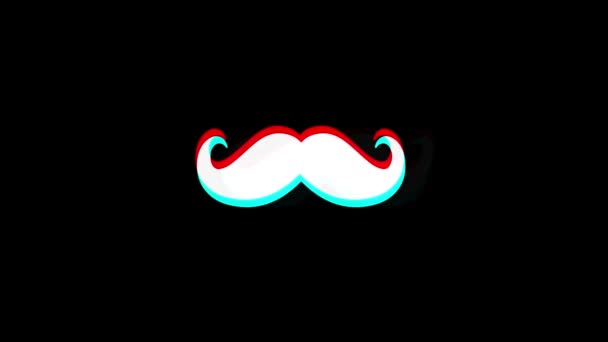 Icône moustache Vintage Twitched Bad Signal Animation . — Video