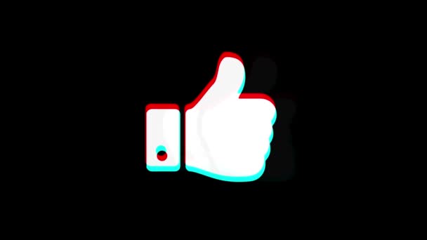 Tummen upp hand ikon Vintage ryckte dålig signal animation. — Stockvideo