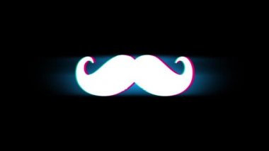 Glitch Retro Vintage Animasyon Bıyık Sembolü.