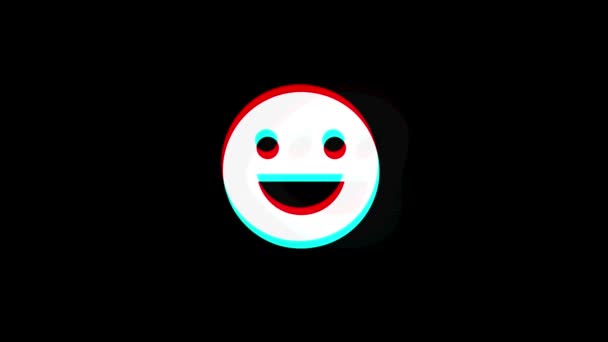 Grote glimlach Emoji pictogram Vintage Twitched slechte signaal animatie. — Stockvideo