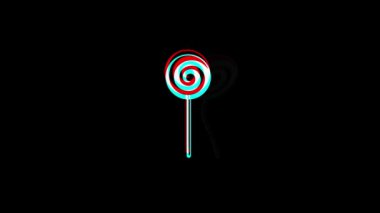 Lolipop Candie simgesi Vintage Twitched Kötü Sinyal Animasyon.