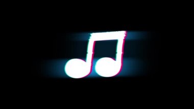 Glitch Retro Vintage Animasyon Müzik Şarkı Akor Sembol.