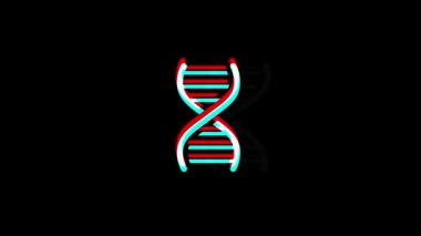 Dna Helix simgesi Vintage Seğirmiş Kötü Sinyal Animasyon.