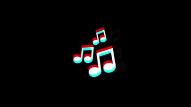 Müzik Şarkı Akorları simgesi Vintage Twitched Bad Signal Animasyon.