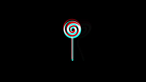 Lollipop Candie icono Vintage Twitched Bad Signal Animation . — Vídeo de stock