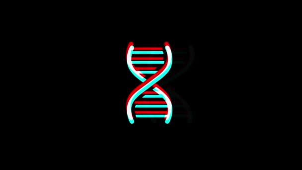 Ikona DNA Helix ročník-trhaný chybný signál. — Stock video