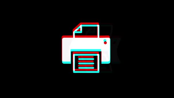 Printer Print Computer icon Vintage Twitched Bad Signal Animation.