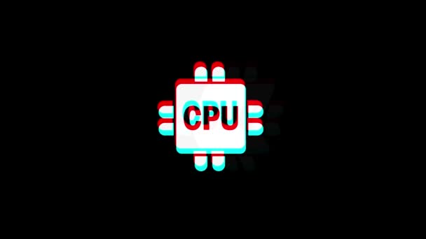 Ordenador Icono de CPU digital Vintage Twitched Bad Signal Animation . — Vídeos de Stock