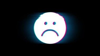 Glitch Retro Vintage Animasyon Mutsuz Yüz Sembolü Sembol.