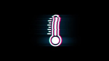 Termometre Tıp Para Mercury Sembol Glitch Retro Vintage Animasyon.