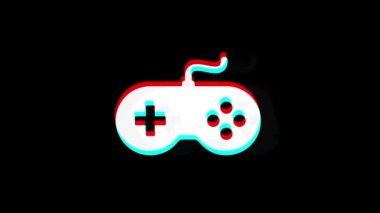 Oyun Kumandajoystick epad Oyun simgesi Vintage Twitched Bad Signal Animasyon.