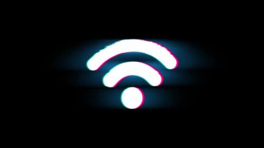 Glitch Retro Vintage Animasyon Wifi Bağlantı Sinyal Sembolü.