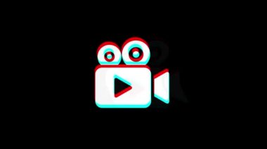 Video Kamera Simge simgesi Vintage Twitched Kötü Sinyal Animasyon.