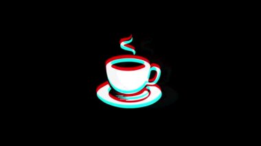 Çay simgesi Vintage Seğirilmiş Kötü Sinyal Animasyon Fincan.