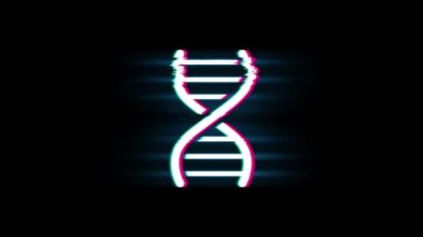 Glitch Retro Vintage Animasyon dna helis sembolü.