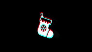 Noel Çorap Pictogram Çorap simgesi Vintage Seğirmiş Kötü Sinyal Animasyon.