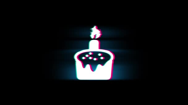 Symbole de gâteau de Pâques anniversaire sur Glitch Retro Vintage Animation . — Video