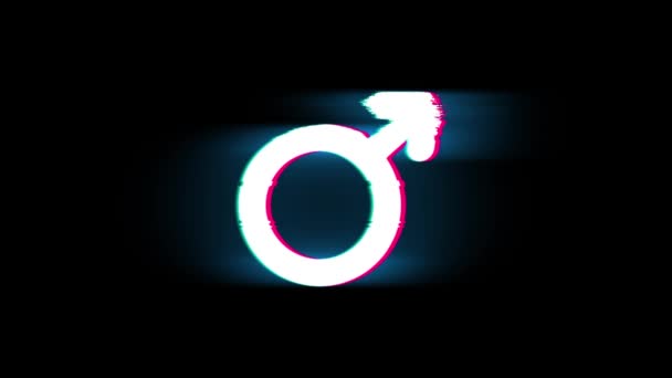 Signo femenino Símbolo de género en Glitch Retro Vintage Animation . — Vídeo de stock