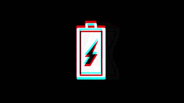 Battery Electricity icon Vintage Twitched Bad Signal Animation. — Stock Video