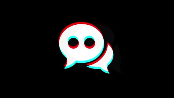 Chat Message Bubble, Talk icon Vintage Twitched Bad Signal Animation. — Stock Video