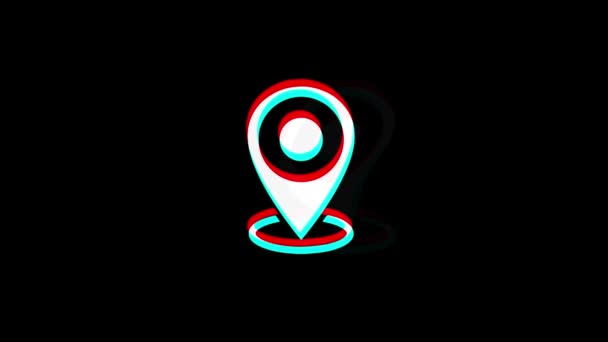 Значок карты местоположения Винтаж подергивается Bad Signal Animation . — стоковое видео