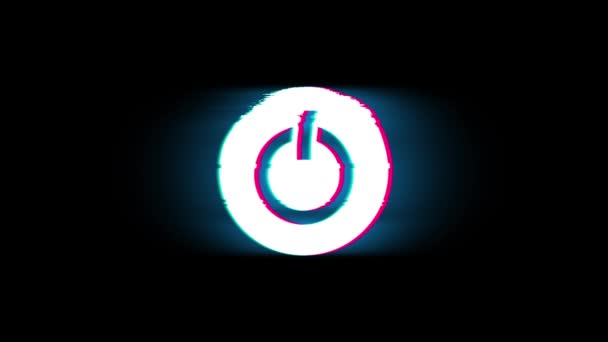 Symbole de bouton de démarrage d'énergie d'ordinateur sur Glitch Retro Vintage Animation . — Video