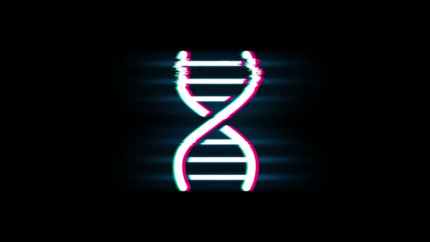 Symbole ADN Helix sur Glitch Retro Vintage Animation . — Video