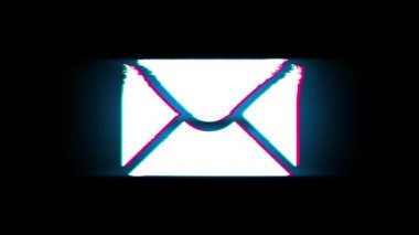 Glitch Retro Vintage Animasyon Posta Masaj Sembolü.
