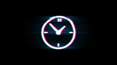 Glitch Retro Vintage Animasyon saat izle Sembolü.