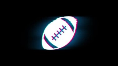 Glitch Retro Vintage Animasyon Amerikan Futbolu Sembolü.