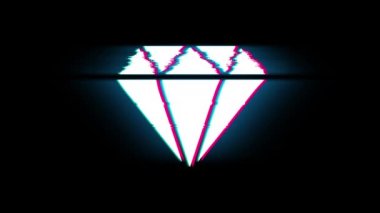 Glitch Retro Vintage Animasyon Diamond Symbol.