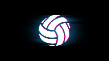 Glitch Retro Vintage Animasyon Voleybol Oyunu Oyun Sembolü Oyna.