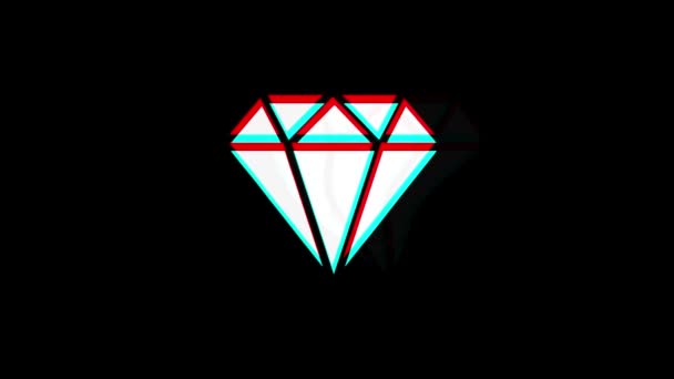 Diamond icon Vintage Twitched Bad Signal Animation. — Stock Video