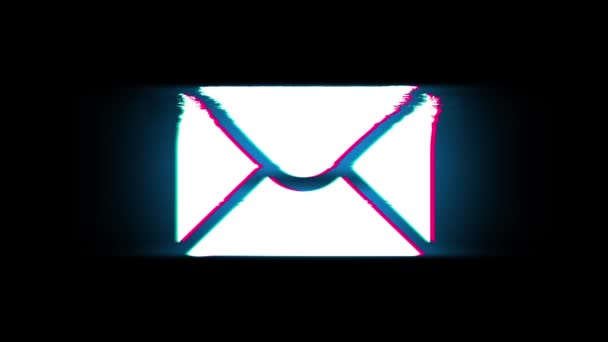 Mail masszázs szimbólum a glitch retro vintage animáció. — Stock videók