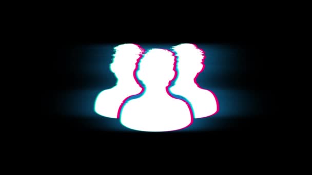 Personas, Persona, Símbolo de grupo en Glitch Retro Vintage Animation . — Vídeo de stock