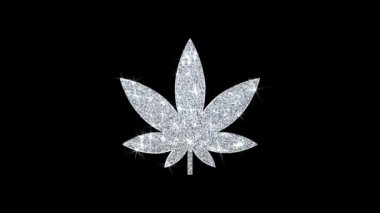 Marijuana Leaf Icon Shining Glitter Loop Blinking Particles .