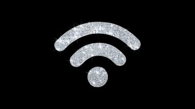 Wifi Bağlantı Sinyal Simge Shining Glitter Loop Yanıp Sönen Parçacıklar .
