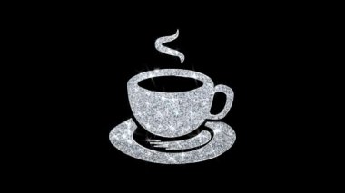 Çay İkonu Parlayan Glitter Loop Yanıp Sönen Parçacıklar Fincan .