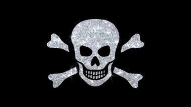 Kafatası ve Crossbones Simge Shining Glitter Loop Yanıp Sönen Parçacıklar .
