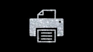 Yazıcı Yazdır Bilgisayar Simgesi Parlayan Glitter Loop Yanıp Sönen Parçacıklar .