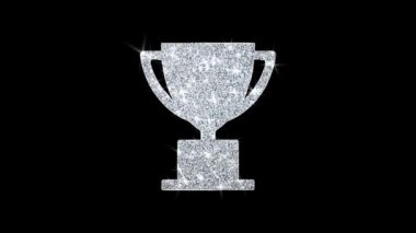 Trophy Win Kupası Icon Shining Glitter Loop Yanıp Sönen Parçacıklar .