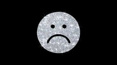 Mutsuz Yüz Sembol Simgesi Shining Glitter Loop Yanıp Sönen Parçacıklar .