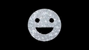 Büyük Smile Emoji Simge Shining Glitter Loop Yanıp Sönen Parçacıklar .