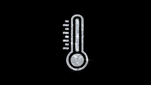 Thermometer geneeskunde para Mercury icon Shining glitter lus knipperende deeltjes . — Stockvideo