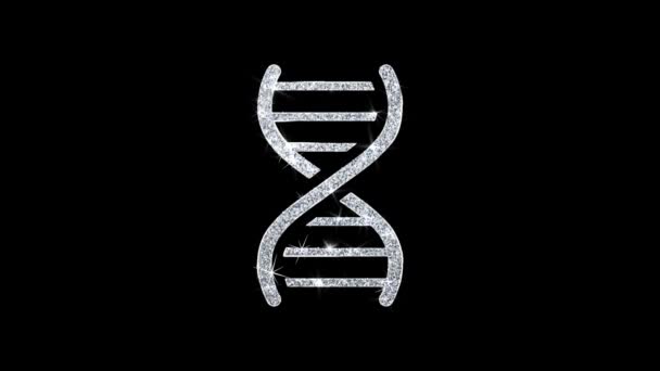 DNA Helix Icon Shining Glitter Loop Blinking Particles . — Stock Video