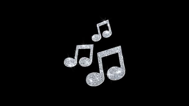 Música Canción Acordes Icono Brillante Glitter Loop Parpadeo de partículas  . — Vídeo de stock