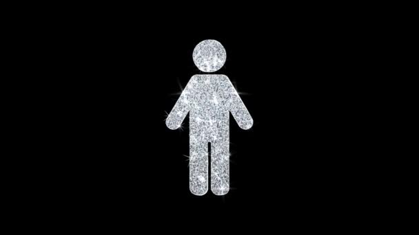 Uomo Maschio Genere Icona Brillante Glitter Loop lampeggiante Particelle  . — Video Stock